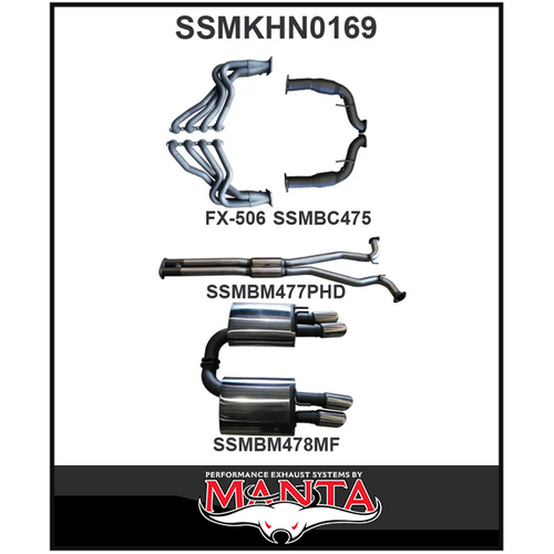 MANTA ENGINE BACK STAINLESS STEEL EXHAUST SYSTEM FITS HOLDEN COMMODORE VE VF 6.0L 6.2L V8 SEDAN/WAGON (SSMKHN0169)