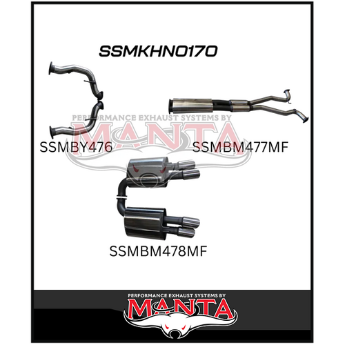 MANTA 3" CAT BACK STAINLESS STEEL EXHAUST SYSTEM FITS HOLDEN COMMODORE VE VF 6.0L 6.2L V8 SEDAN/WAGON (SSMKHN0170)