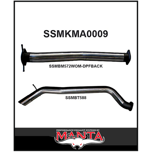 MANTA 3" STAINLESS STEEL DPF BACK EXHAUST PIPE ONLY FITS MAZDA BT-50 UR 3.2L TD 5CYL 2016-2020 (SSMKMA0009)