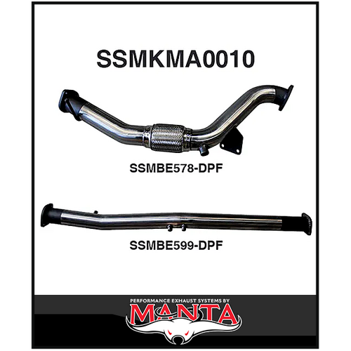 MANTA 3" STAINLESS STEEL DPF DELETE FITS MAZDA BT-50 UR 3.2L TD 5CYL 2016-2020 (SSMKMA0010)