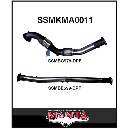 MANTA 3" STAINLESS STEEL DPF DELETE WITH CAT FITS MAZDA BT-50 UR 3.2L TD 5CYL 2016-2020 (SSMKMA0011)