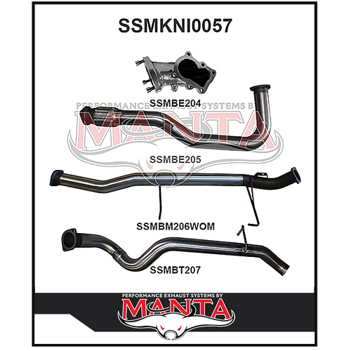 MANTA 3" TURBO BACK EXHAUST SYSTEM WITH PIPE ONLY FITS NISSAN PATROL GU Y61 4.2L TD WAGON 5/1998-3/2007 (SSMKNI0057)