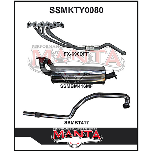 MANTA STAINLESS STEEL EXTRACTORS & 2.5"  EXHAUST SYSTEM FITS TOYOTA LANDCRUISER HZJ105R 4.2L 1HZ 1998-2007 (SSMKTY0080)