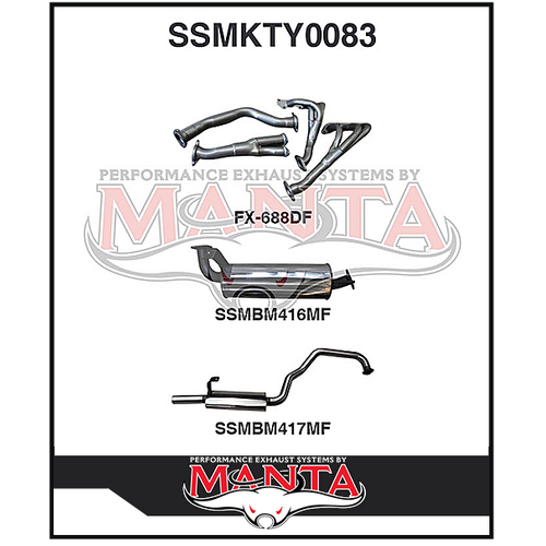 MANTA STAINLESS STEEL EXTRACTORS & 2.5"  EXHAUST SYSTEM FITS TOYOTA LANDCRUISER FZJ105R 4.5L 1FZ 1998-2002 (SSMKTY0083)