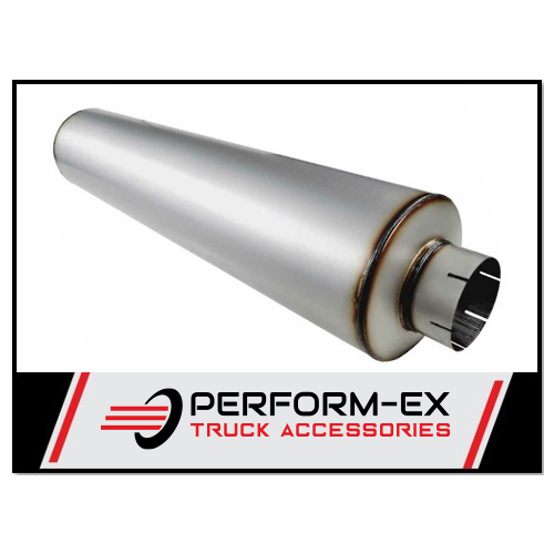 GLASS PACKED STRAIGHT THROUGH TRUCK MUFFLER 10" ROUND X 44" LONG X 5" IN/OUT