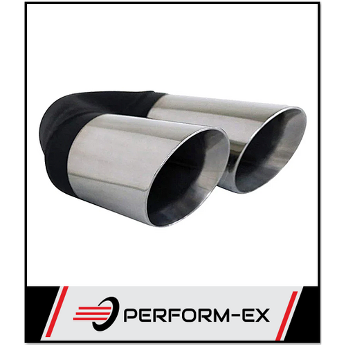 ANGLE CUT INNER CONE STAINLESS STEEL EXHAUST TIP - 2.5" INLET - TWIN 3" OUTLET (LHS)