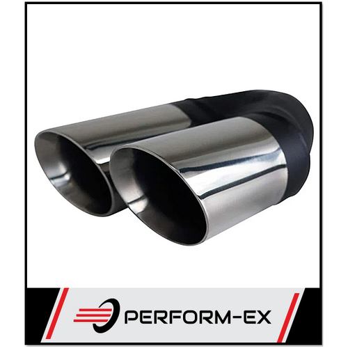 ANGLE CUT INNER CONE STAINLESS STEEL EXHAUST TIP - 2.25" INLET - TWIN 3" OUTLET (RHS)