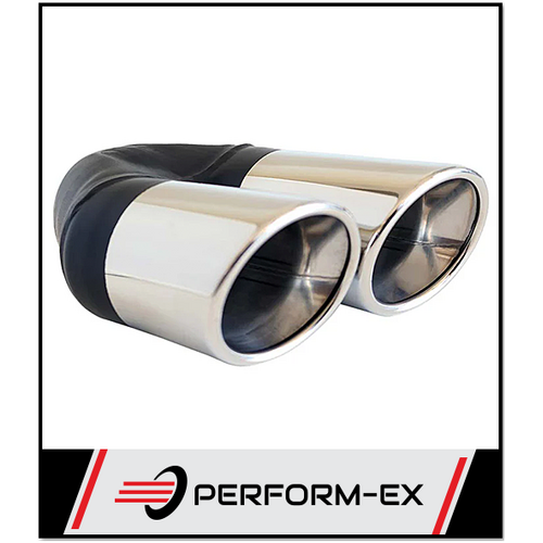 ANGLE CUT ROLLED INNER CONE STAINLESS STEEL EXHAUST TIP - 2.5" INLET - TWIN 3" OUTLET (LHS)