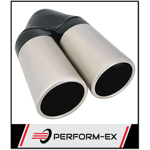 STRAIGHT CUT ROLLED IN STAINLESS STEEL EXHAUST TIP - 2.5" INLET - TWIN 3" OUTLET