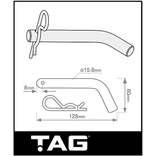 HITCH PIN TO SUIT CLASS 4 TOWBAR - INCLUDES R-CLIP (UNT080BLIS)