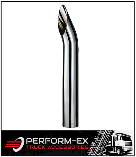 CHROME EXHAUST STACK CURVED 3" OD X 24" (610MM) LONG WITH PLAIN INLET (CPS3024)