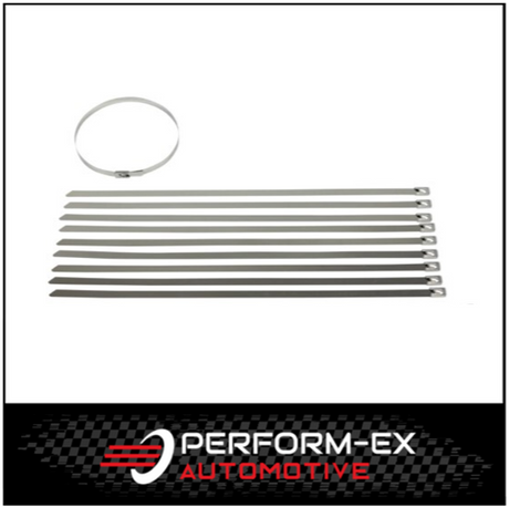 EXHAUST LAGGING STAINLESS STEEL CABLE TIES 350MM X 8MM (10 PACK)
