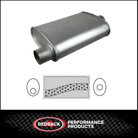 10" x 4" OVAL 14" LONG 2.25" O/C MEGA FLOW REDBACK UNIVERSAL MUFFLER (F627M)