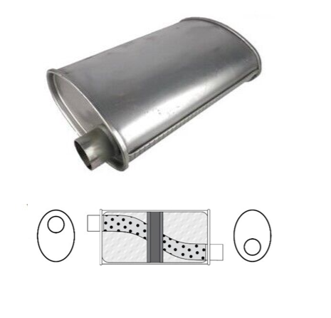 10" X 4" OVAL 16" LONG 2.25" O/O TRIFLOW REDBACK UNIVERSAL MUFFLER (F636GP)