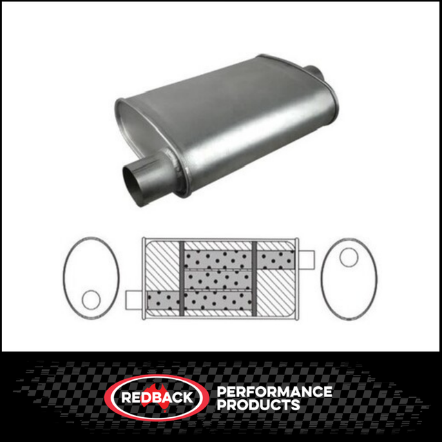 10" X 4" OVAL 16" LONG 2.25" O/O TRIFLOW REDBACK UNIVERSAL MUFFLER (F636GP)