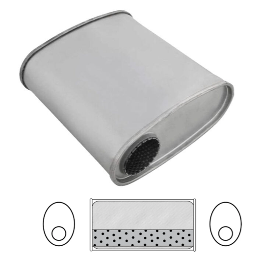 10" X 4" OVAL 10" LONG 2.5" S/S MEGA FLOW REDBACK UNIVERSAL MUFFLER (F717MN)