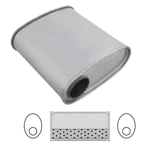 10" X 4" OVAL 10" LONG 2.5" S/S MEGA FLOW REDBACK UNIVERSAL MUFFLER (F717MN)