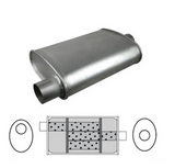 10" X 4" OVAL 12" LONG 2.5" O/C TRIFLOW REDBACK UNIVERSAL MUFFLER (F719GP)