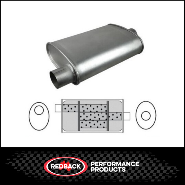 10" X 4" OVAL 12" LONG 2.5" O/C TRIFLOW REDBACK UNIVERSAL MUFFLER (F719GP)