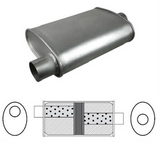 10" X 4" OVAL 14" LONG 2.5" O/C GLASS PACKED REDBACK UNIVERSAL MUFFLER (F727GPC)