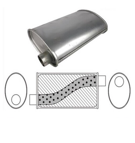 10" X 4" OVAL 18" LONG 2.5" O/O MEGA FLOW REDBACK UNIVERSAL MUFFLER (F744M)