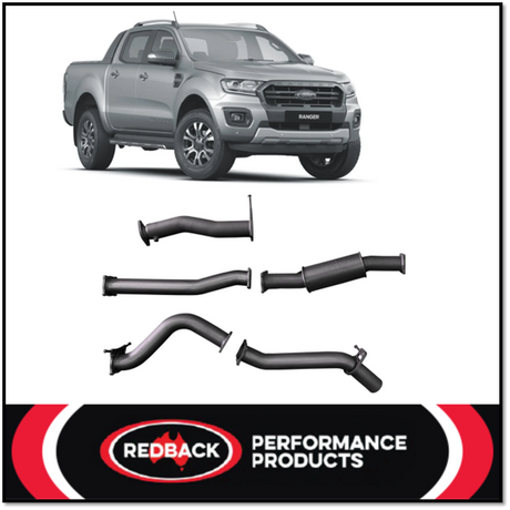 REDBACK 3" 409 STAINLESS STEEL DPF BACK EXHAUST SYSTEM FITS FORD RANGER PX II PX III 3.2L 5CYL 2016-2022 - RESONATOR