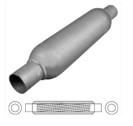12" LONG X 2" 51MM IN/OUT REDBACK LOUVERED HOTDOG EXHAUST (HD12200)