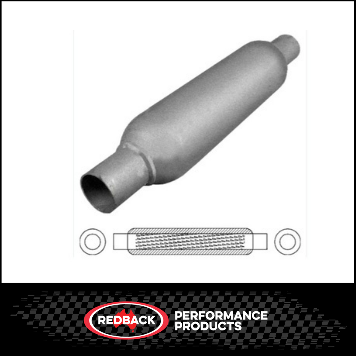 15" LONG X 2" 51MM IN/OUT REDBACK LOUVERED HOTDOG EXHAUST (HD15200)