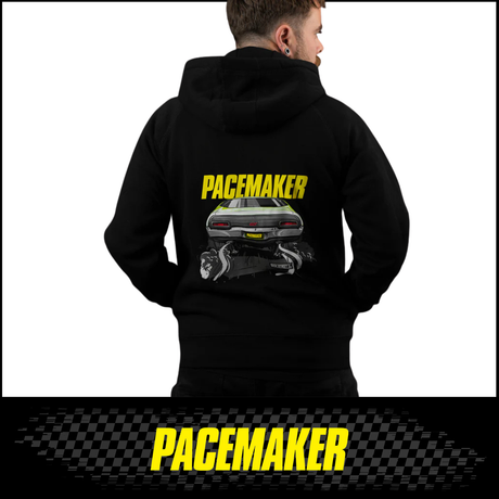 BLACK PACEMAKER HOODIE FEATURING 1972 FORD FALCON XA GT 2 DOOR HARD TOP IN LIME GREEN