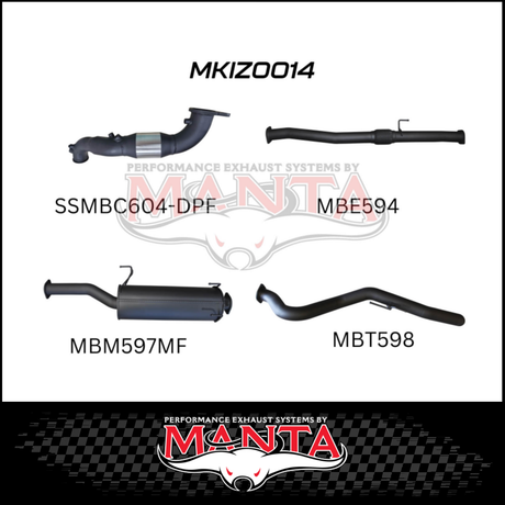 MANTA 3" TURBO BACK EXHAUST SYSTEM (DPF DELETE) FITS ISUZU D-MAX TF 3.0L TD 4CYL 2016-6/2020 - CAT/HOTDOG (MKIZ0026)