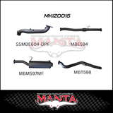 MANTA 3" TURBO BACK EXHAUST SYSTEM (DPF DELETE) FITS ISUZU D-MAX TF 3.0L TD 4CYL 2016-6/2020 - CAT/HOTDOG (MKIZ0026)