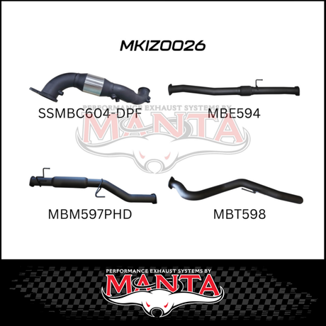 MANTA 3" TURBO BACK EXHAUST SYSTEM (DPF DELETE) FITS ISUZU D-MAX TF 3.0L TD 4CYL 2016-6/2020 - CAT/HOTDOG (MKIZ0026)