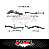 MANTA 3" TURBO BACK EXHAUST SYSTEM (DPF DELETE) FITS ISUZU D-MAX TF 3.0L TD 4CYL 2016-6/2020 - CAT/HOTDOG (MKIZ0026)