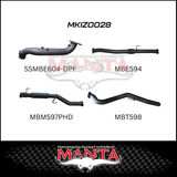 MANTA 3" TURBO BACK EXHAUST SYSTEM (DPF DELETE) FITS ISUZU D-MAX TF 3.0L TD 4CYL 2016-6/2020 - CAT/HOTDOG (MKIZ0026)