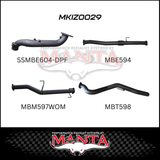 MANTA 3" TURBO BACK EXHAUST SYSTEM (DPF DELETE) FITS ISUZU D-MAX TF 3.0L TD 4CYL 2016-6/2020 - CAT/HOTDOG (MKIZ0026)