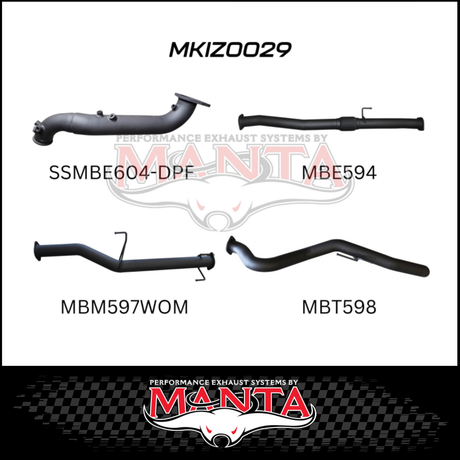 MANTA 3" TURBO BACK EXHAUST SYSTEM (DPF DELETE) FITS ISUZU D-MAX TF 3.0L TD 4CYL 2016-6/2020 - CAT/HOTDOG (MKIZ0026)