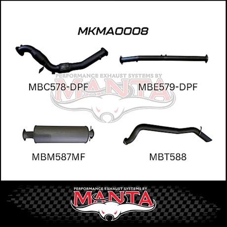 MANTA 3" TURBO BACK EXHAUST SYSTEM (DPF DELETE) FITS MAZDA BT-50 UR 3.2L TD 5CYL 2016-2020 - CAT/HOTDOG (MKMA0021)