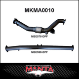 MANTA 3" STAINLESS STEEL DPF DELETE FITS MAZDA BT-50 UR 3.2L TD 5CYL 2016-2020 - WITH CAT (SSMKMA0011)