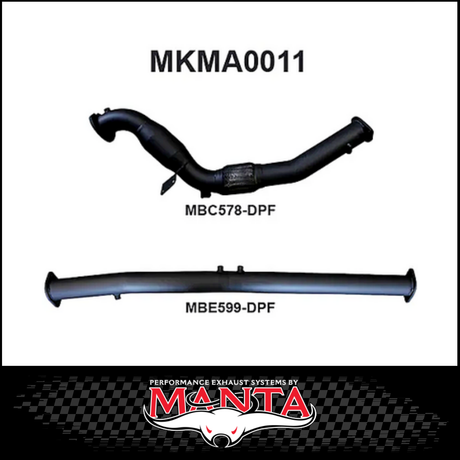 MANTA 3" STAINLESS STEEL DPF DELETE FITS MAZDA BT-50 UR 3.2L TD 5CYL 2016-2020 - WITH CAT (SSMKMA0011)