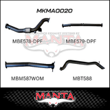 MANTA 3" TURBO BACK EXHAUST SYSTEM (DPF DELETE) FITS MAZDA BT-50 UR 3.2L TD 5CYL 2016-2020 - CAT/HOTDOG (MKMA0021)