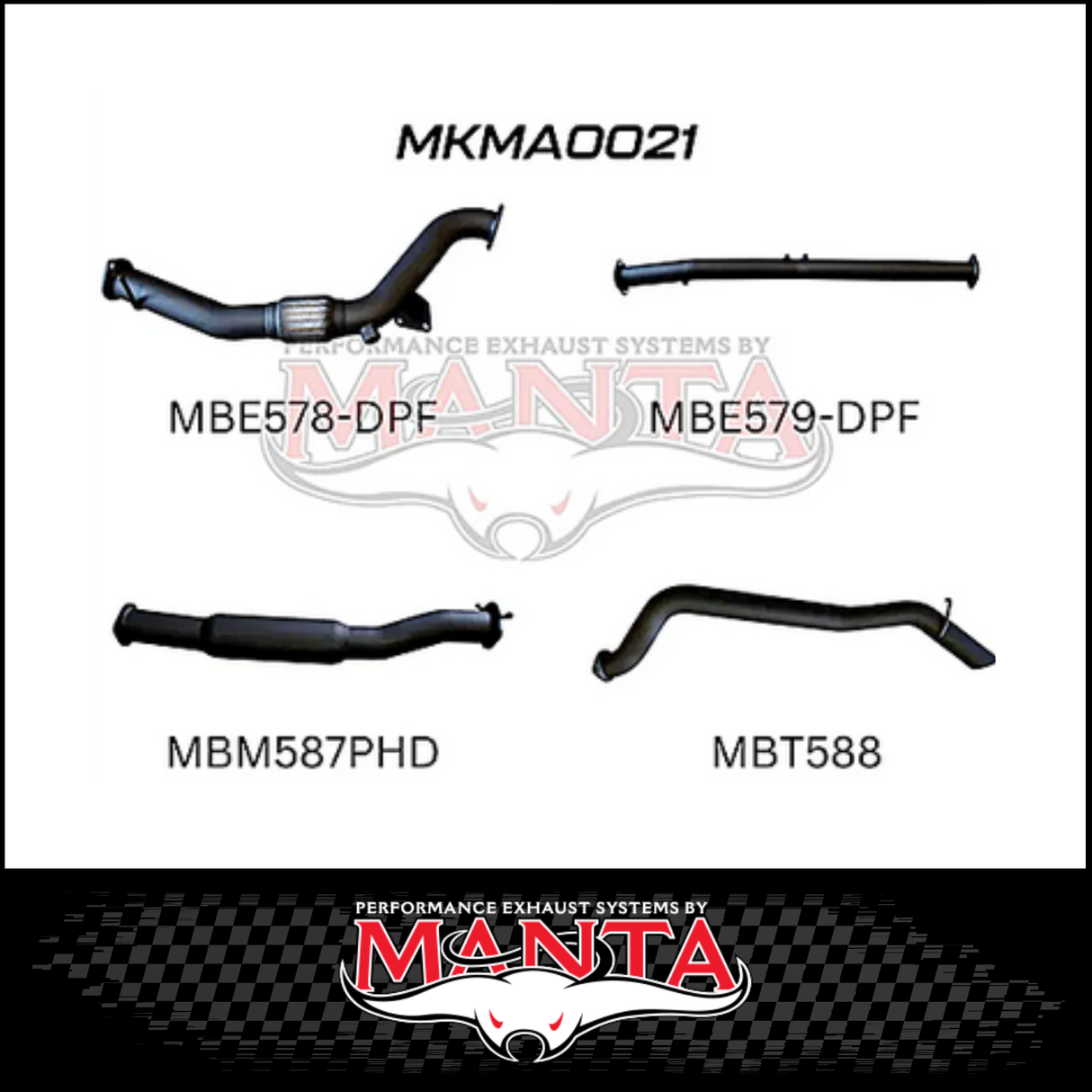 MANTA 3" TURBO BACK EXHAUST SYSTEM (DPF DELETE) FITS MAZDA BT-50 UR 3.2L TD 5CYL 2016-2020 - CAT/HOTDOG (MKMA0021)