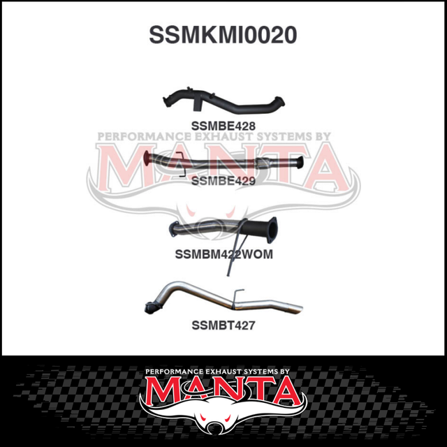 MANTA 3" TURBO BACK EXHAUST SYSTEM (DPF DELETE) FITS MITSUBISHI TRITON MQ MR 2.4L 4N15 4CYL 3/2015-12/2023