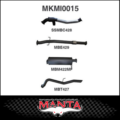 MANTA 3" STAINLESS STEEL TURBO BACK EXHAUST SYSTEM (DPF DELETE) FITS MITSUBISHI TRITON MQ MR 2.4L 4N15 3/2015-12/2023 - NO CAT/MUFFLER (SSMKMI0018)