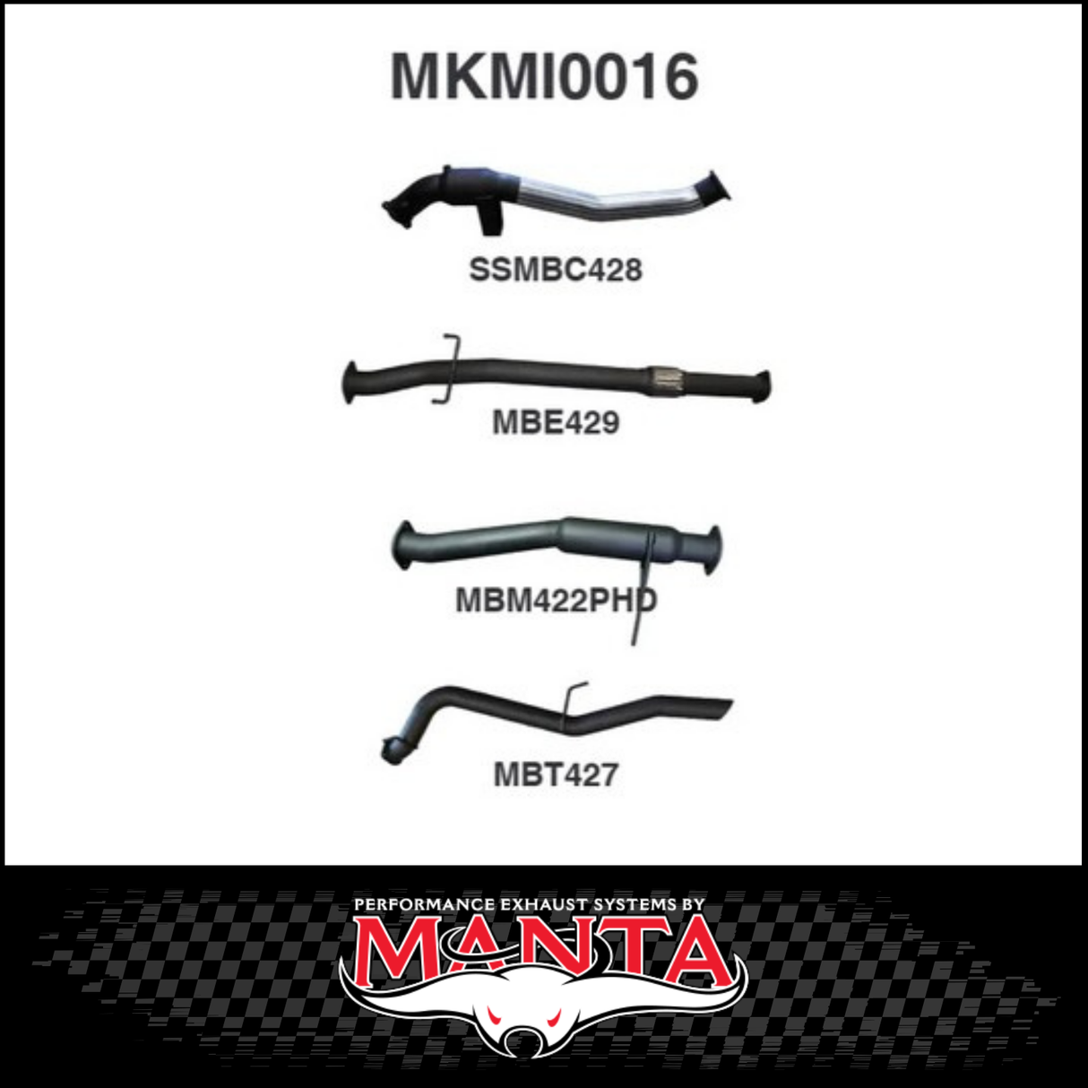 MANTA 3" STAINLESS STEEL TURBO BACK EXHAUST SYSTEM (DPF DELETE) FITS MITSUBISHI TRITON MQ MR 2.4L 4N15 3/2015-12/2023 - NO CAT/MUFFLER (SSMKMI0018)