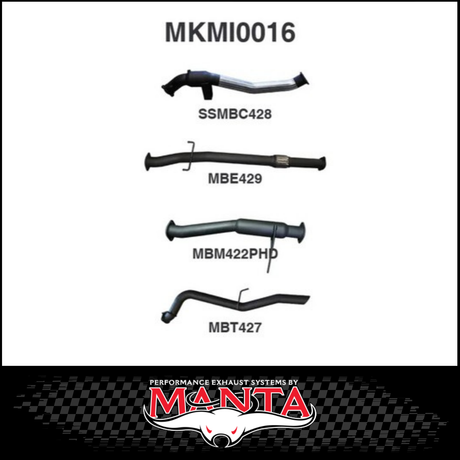 MANTA 3" STAINLESS STEEL TURBO BACK EXHAUST SYSTEM (DPF DELETE) FITS MITSUBISHI TRITON MQ MR 2.4L 4N15 3/2015-12/2023 - NO CAT/MUFFLER (SSMKMI0018)