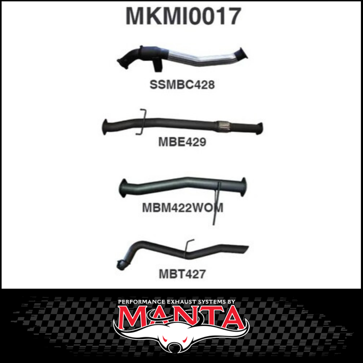 MANTA 3" STAINLESS STEEL TURBO BACK EXHAUST SYSTEM (DPF DELETE) FITS MITSUBISHI TRITON MQ MR 2.4L 4N15 3/2015-12/2023 - NO CAT/MUFFLER (SSMKMI0018)