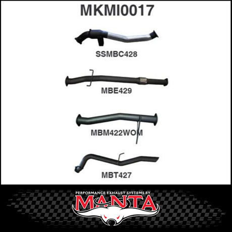 MANTA 3" STAINLESS STEEL TURBO BACK EXHAUST SYSTEM (DPF DELETE) FITS MITSUBISHI TRITON MQ MR 2.4L 4N15 3/2015-12/2023 - NO CAT/MUFFLER (SSMKMI0018)
