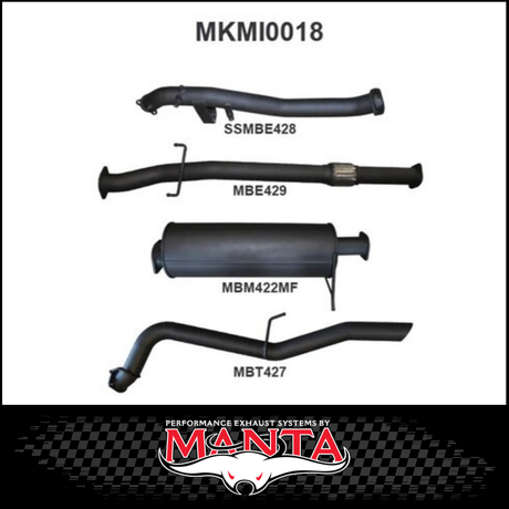 MANTA 3" STAINLESS STEEL TURBO BACK EXHAUST SYSTEM (DPF DELETE) FITS MITSUBISHI TRITON MQ MR 2.4L 4N15 3/2015-12/2023 - NO CAT/MUFFLER (SSMKMI0018)