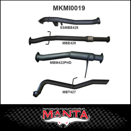 MANTA 3" STAINLESS STEEL TURBO BACK EXHAUST SYSTEM (DPF DELETE) FITS MITSUBISHI TRITON MQ MR 2.4L 4N15 3/2015-12/2023 - NO CAT/MUFFLER (SSMKMI0018)