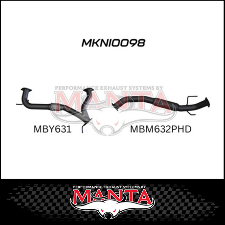 MANTA Y-PIPE & MID SECTION FITS NISSAN PATROL Y62 5.6L V8 2012-ON - MEDIUM MUFFLER (MKNI0109)
